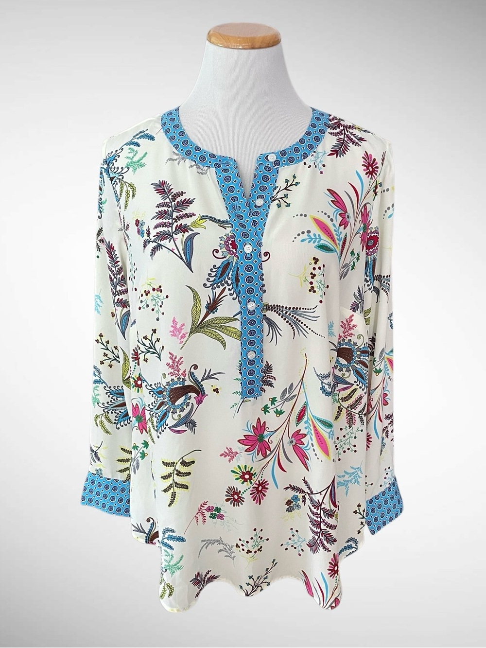 NWT Talbots Plus-Size Band Collar Popover Dancing Floral Top